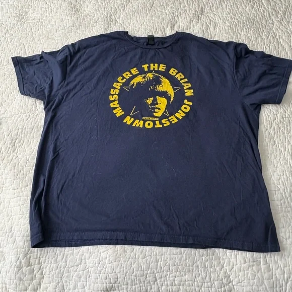 The Brian Jonestown Massacre Navy Graphic T-Shirt with Yellow Print - Picture 1 of 6